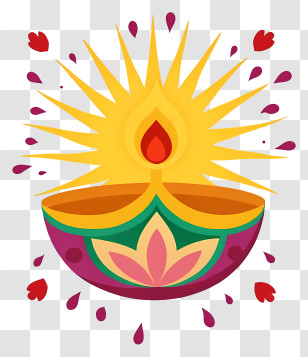 Diwali Diya - Radiant Diya Lamp Illustration Transparent PNG