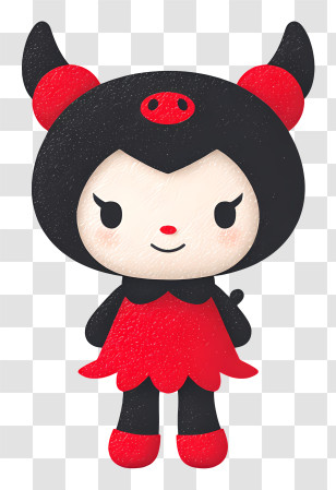 Cartoon Kuromi - Cute Horned Black-red Doll Transparent PNG