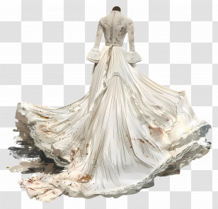 Boho Wedding Dress - Elegant White Wedding Dress Transparent PNG
