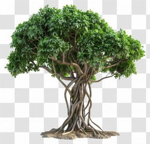 3d Tree - Vivid Tree With Intertwined Trunk And Lush Foliage Transparent PNG