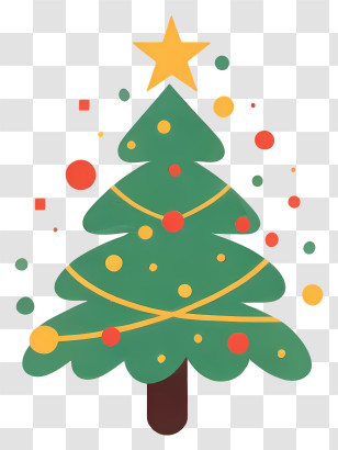 Christmas Tree - Decorated Christmas Tree With Star And Ornaments Transparent PNG