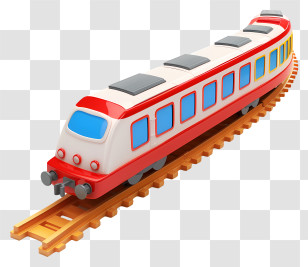 Train - Red Toy Train On Track Transparent PNG
