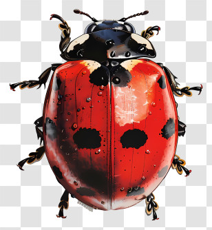 Ladybird - Red Ladybug With Black Spots Transparent PNG