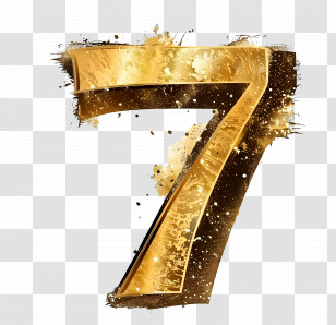 Number 7 - Golden Number Seven With Artistic Details Transparent PNG