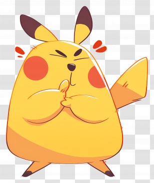 Pikachu - Playful Yellow Creature With Cheeks Transparent PNG
