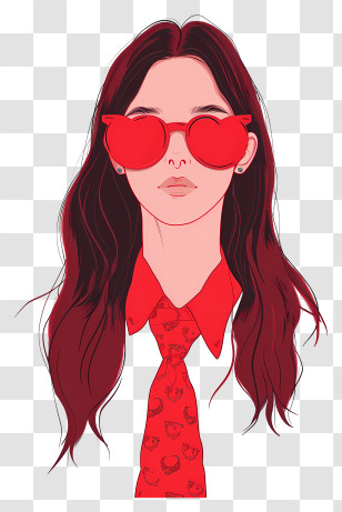 Vector Draw Character Design - Stylish Woman With Red Sunglasses Transparent PNG