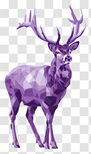 Deer Silhouette - Purple Geometric Deer Transparent PNG