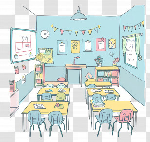 Classroom - Colorful Classroom Illustration Transparent PNG
