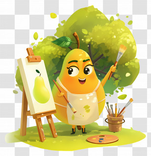 Cartoon Pear Painting - Pear Painting In Nature Transparent PNG
