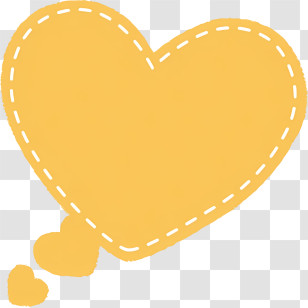 Speech Bubble - Adorable Yellow Stitched Heart Illustration Transparent PNG