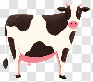 Cute Cow - Cartoon Black And White Cow Illustration Transparent PNG