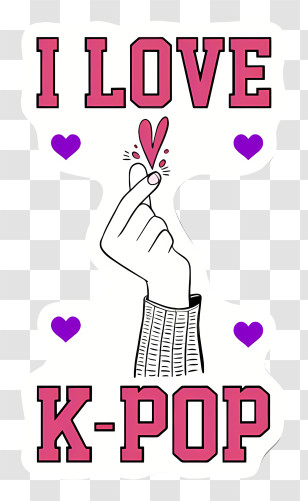Kpop - I Love K-Pop Text With Hand Gesture Transparent PNG
