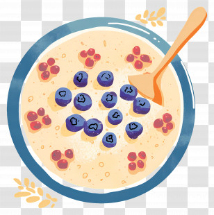 Bowl Of Porridge - Healthy Breakfast Cereal With Berries Transparent PNG