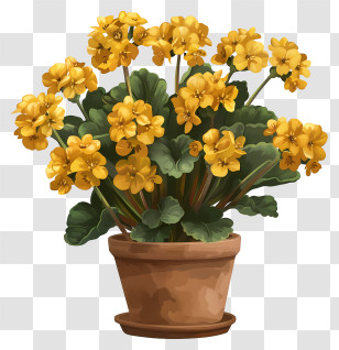 Kalanchoe Plant - Yellow Primrose In Planter Illustration Transparent PNG