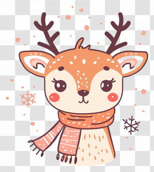 Christmas Deer - Cute Cartoon Deer With Warm Scarf Transparent PNG