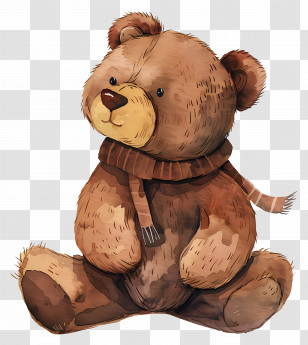 Teddy Bear - Adorable Teddy Bear With Scarf Illustration Transparent PNG