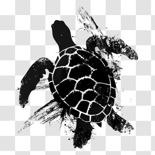 Turtle Silhouette - Abstract Black Ink Turtle Silhouette Transparent PNG