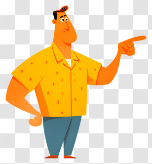 Cartoon Character Pointing - Cartoon Man Pointing In Yellow Shirt Transparent PNG