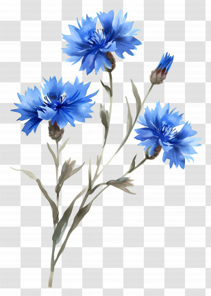 Blue Cornflowers - Striking Blue Flowers In Floral Composition Transparent PNG