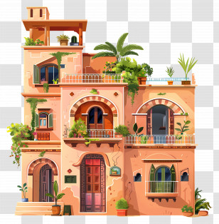 Indian House - Beautiful House With Plant Decorations Transparent PNG