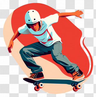 Skateboarding - Skateboarding Trick Performance Illustration Transparent PNG