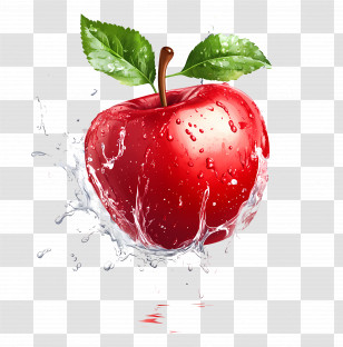 Splash Apple - Fresh Red Apple With Water Splash Effect Transparent PNG
