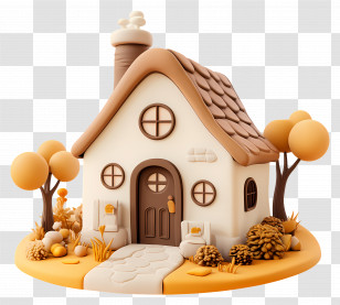 Cottage House - Cartoon House With Trees Transparent PNG