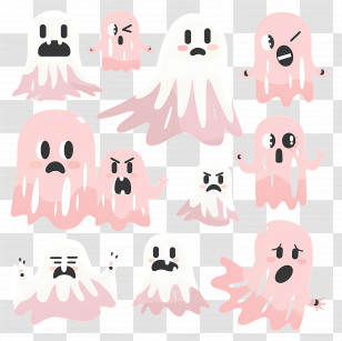Halloween Ghosts - Pink Cartoon Ghosts Collection Transparent PNG