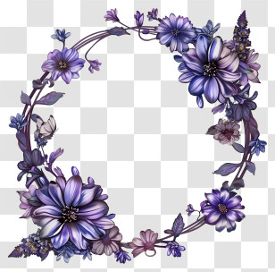 May Day Frame - Purple Wreath With Delicate Flowers Transparent PNG