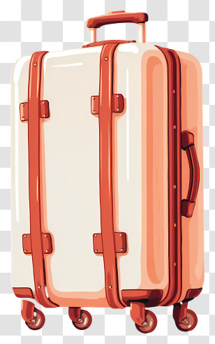 Suitcase - Orange And White Hard-shell Suitcase With Wheels Transparent PNG