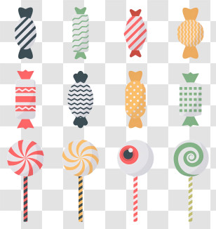 Candy - Colorful Wrapped Candies And Lollipops Transparent PNG