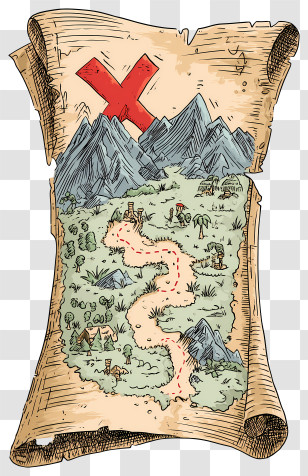 Treasure Map - Treasure Map With X Mark Transparent PNG
