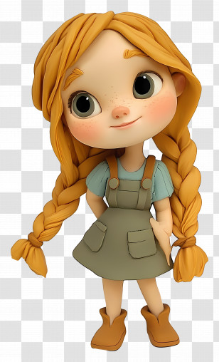 Cute Girl - Cute Girl With Braids In Cartoon Style Transparent PNG