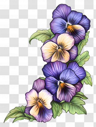 Viola Border - Purple Pansy Flower Arrangement Transparent PNG