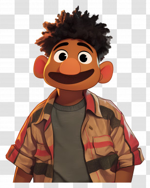 Tamir - Smiling Cartoon Character With Curly Hair Transparent PNG