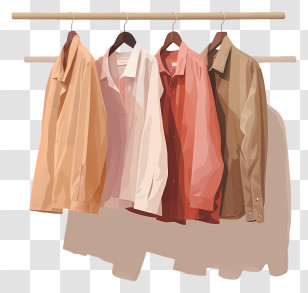 Shirts Hanging On Rack - Long-Sleeve Shirts On Clothing Rack Transparent PNG