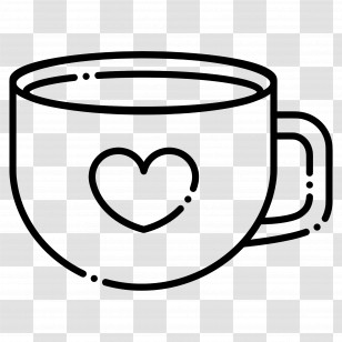 Doodle Coffee - Coffee Cup With Heart Design Transparent PNG