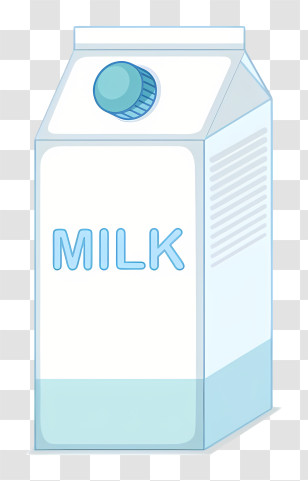 Cartoon - Carton Of Milk With Blue Accents Transparent PNG