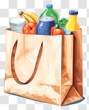 Grocery Bag - Paper Bag Filled With Groceries Transparent PNG
