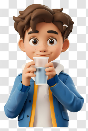 Drinking Water - Cartoon Boy Drinking Water Transparent PNG