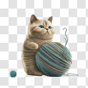 Cartoon Cat
 - Cute Kitten Playing With Yarn Transparent PNG