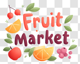 Fruit Market - Playful Fruit Market Logo Transparent PNG