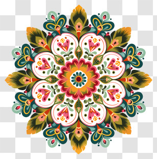 Flower Rangoli - Colorful Decorative Mandala Artwork Transparent PNG