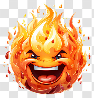 Smiling Fireball - Fiery Emoji Face Transparent PNG