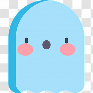 Halloween Ghost - Cute Blue Ghost With Pink Cheeks Transparent PNG