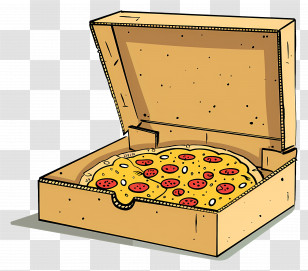 Pizza In Box - Pizza In An Opened Cardboard Box Illustration Transparent PNG