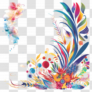 Colorful Floral Design - Colorful Artistic Floral Design Transparent PNG