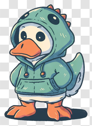 Duck - Cartoon Duck Wearing Green Hoodie Transparent PNG
