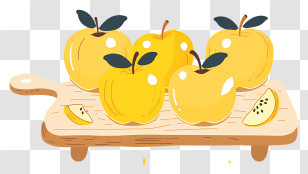 Yellow Apples - Yellow Apples On Wooden Cutting Board Illustration Transparent PNG