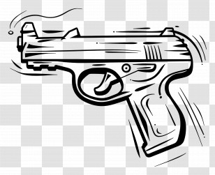 Summer - Detailed Gun Drawing In Black And White Style Transparent PNG